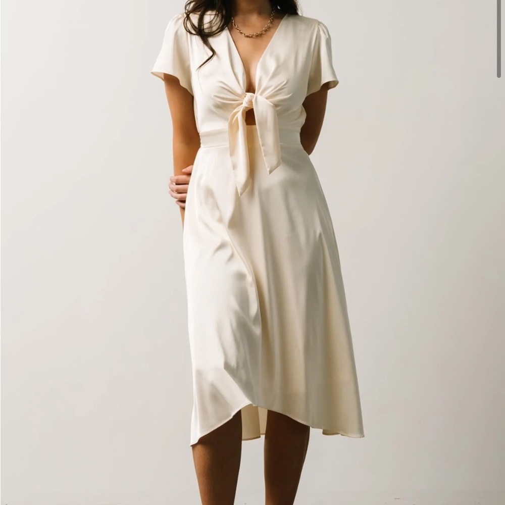 Baltic Born Poppy Satin Midi Dress (Size XS, Color Ivory)